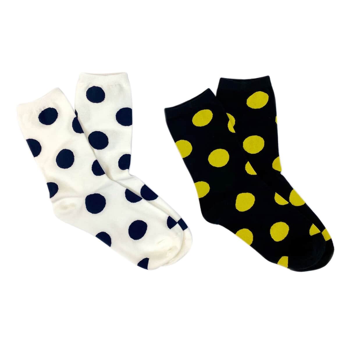 Set of 2 Black and White Polka Dots Pattern Socks image number 0