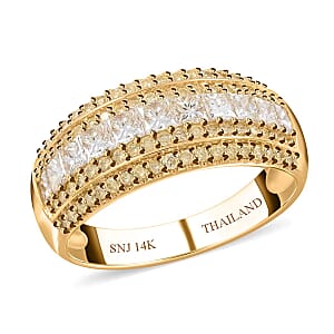 14K Yellow Gold Diamond Ring, Natural Yellow and White Diamond Ring, SI Diamond Ring, Gold Ring, Multi Row Diamond Ring, Gold Wedding Rings 1.00 ctw