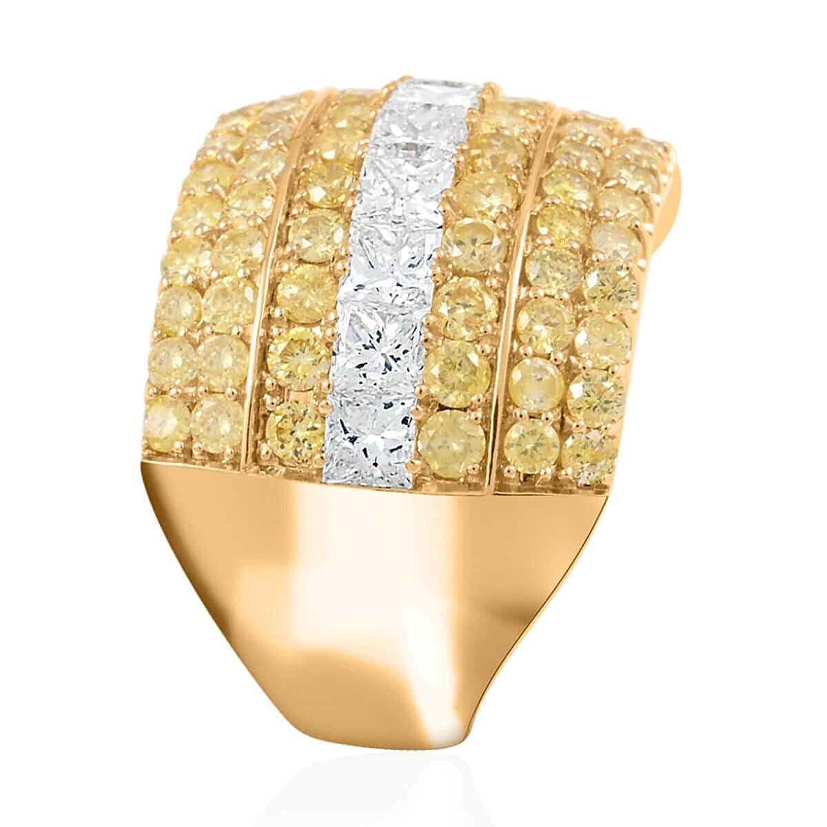 14K Yellow Gold Natural White and Yellow Diamond (I1) Ring (Size 10.0) (7.20 g) 3.00 ctw image number 3