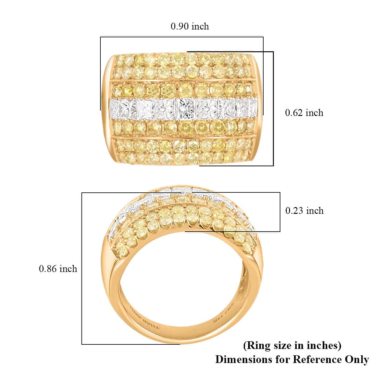 14K Yellow Gold Natural White and Yellow Diamond (I1) Ring (Size 10.0) (7.20 g) 3.00 ctw image number 4