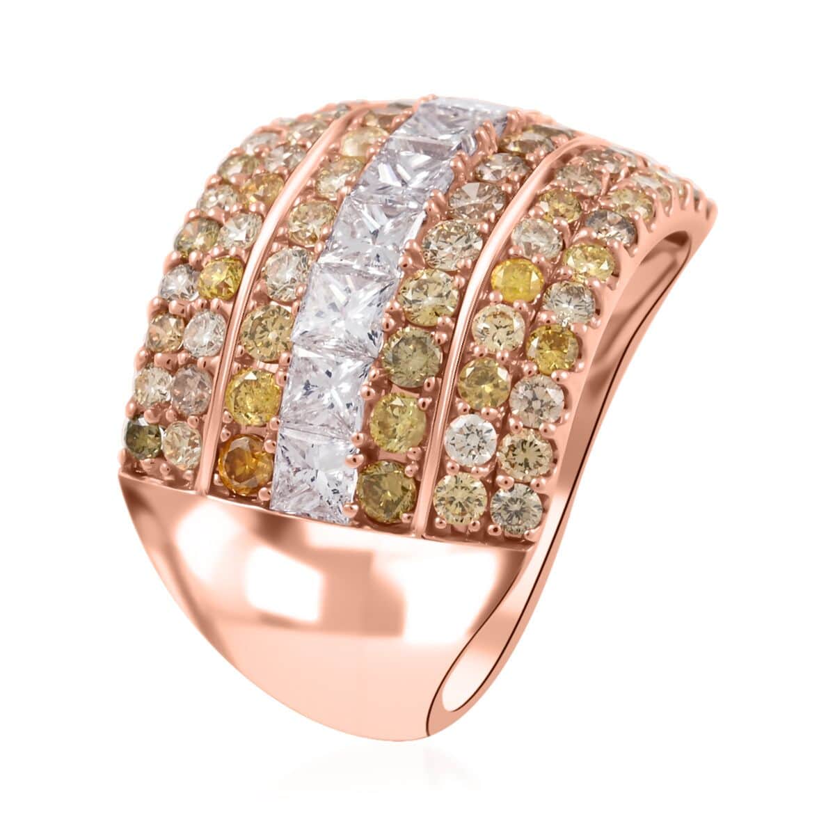 14K Rose Gold Multi Diamond (G-SI2) Ring (Size 8.0) 7.20 Grams 3.00 ctw