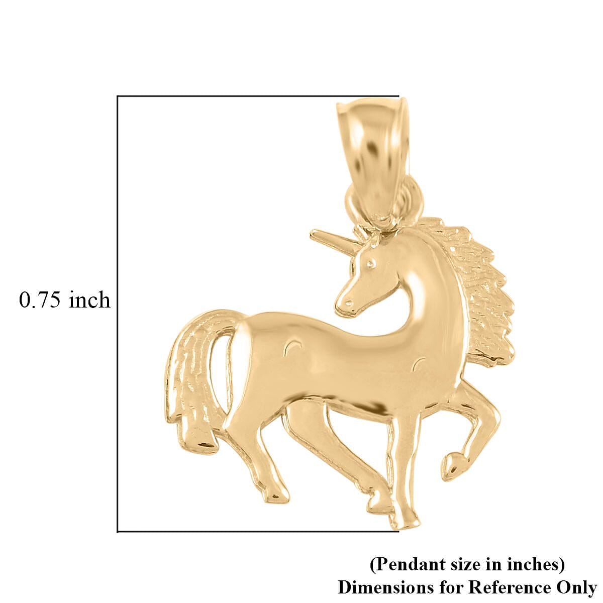 Made in America 10K Yellow Gold Unicorn Pendant 0.60 Grams