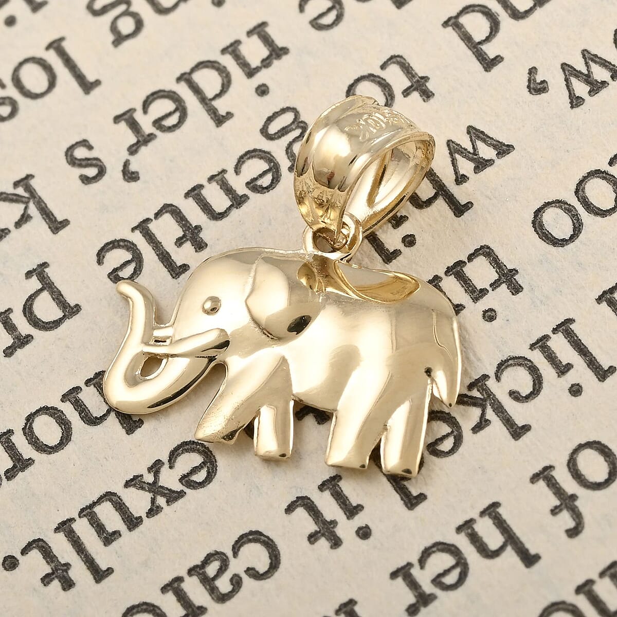 Made in America 10K Yellow Gold Elephant Pendant 0.60 Grams image number 1