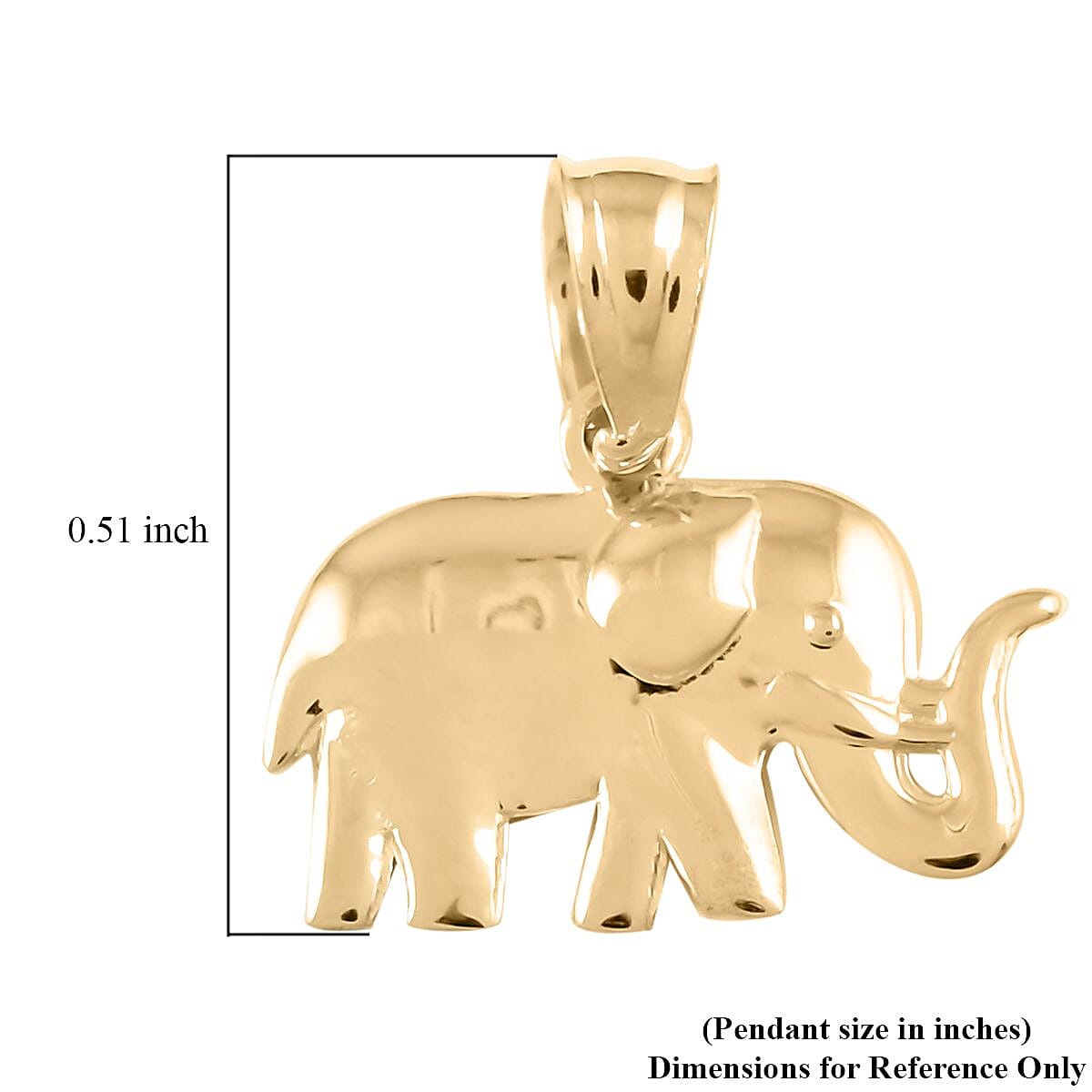 Made in America 10K Yellow Gold Elephant Pendant 0.60 Grams image number 4