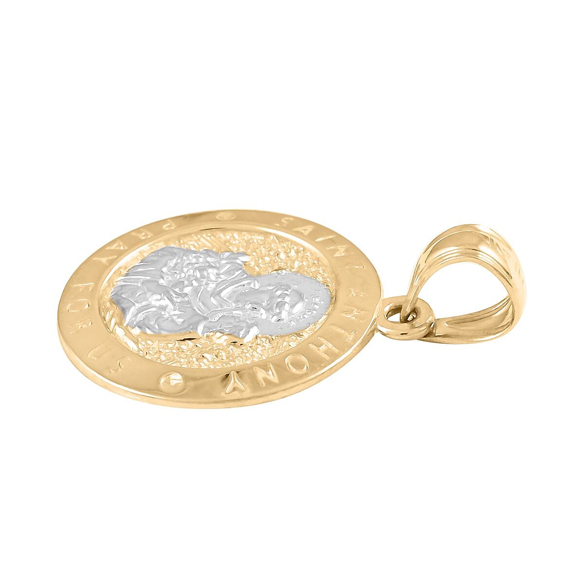 Made in America 10K Yellow and White Gold Saint Anthony Pendant 1.20 Grams image number 3