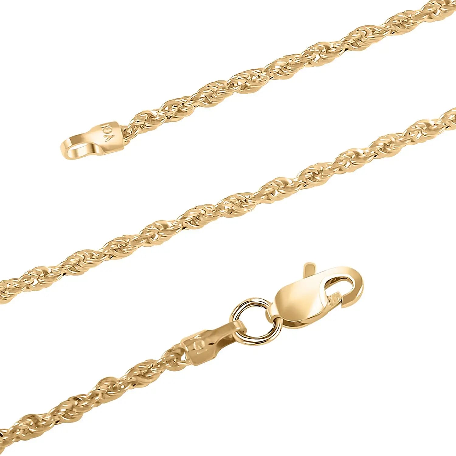 1.5mm Rope Chain Necklace in 10K Yellow Gold 20 Inches 1.4 Grams