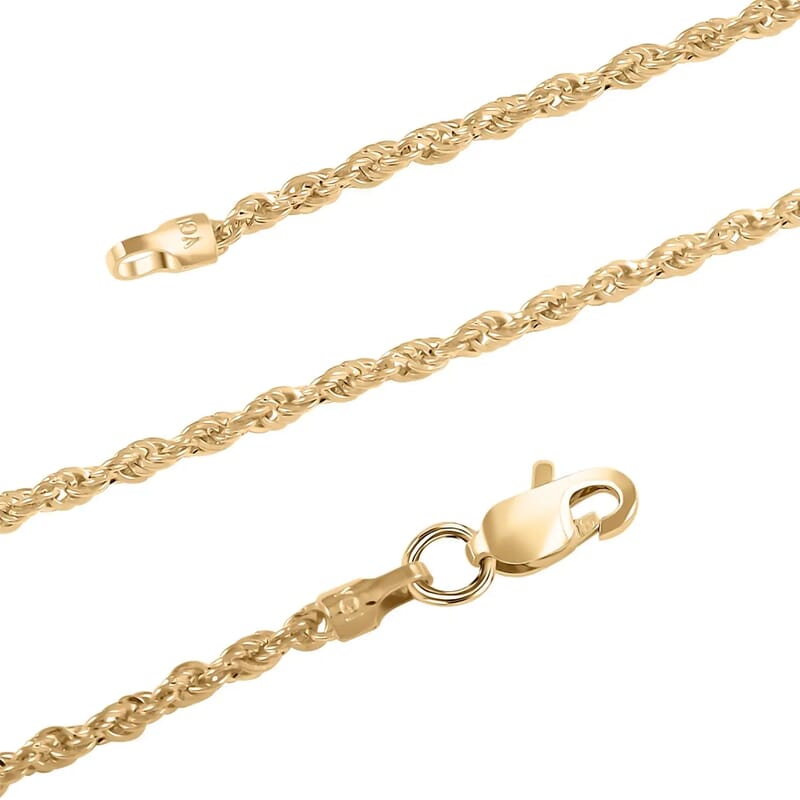 1.5mm Rope Chain Necklace in 10K Yellow Gold 20 Inches 1.4 Grams