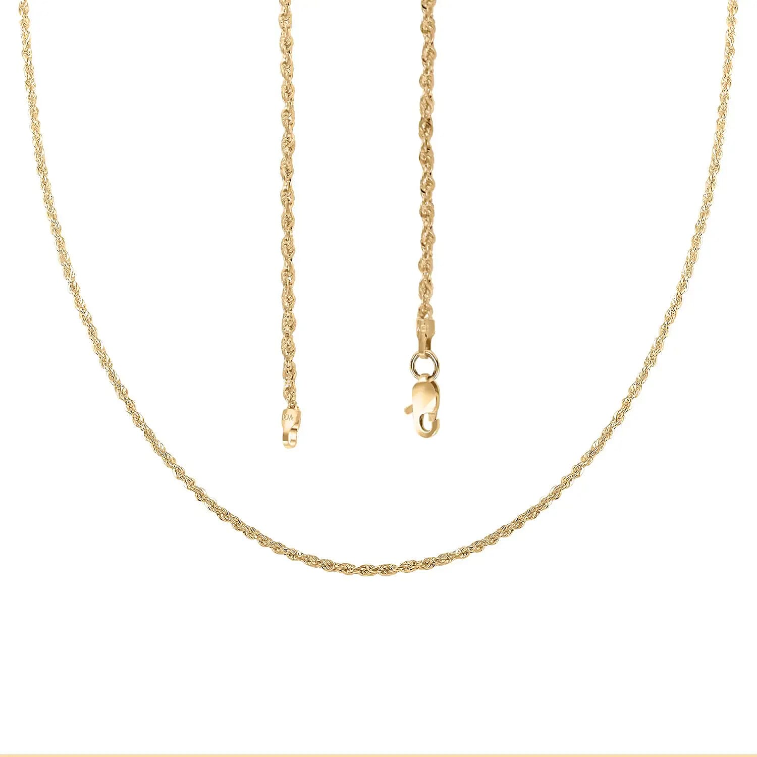 1.5mm Rope Chain Necklace in 10K Yellow Gold 20 Inches 1.4 Grams