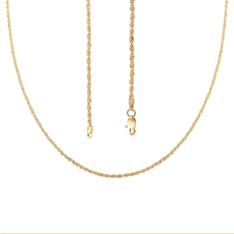 1.5mm Rope Chain Necklace in 10K Yellow Gold 20 Inches 1.4 Grams