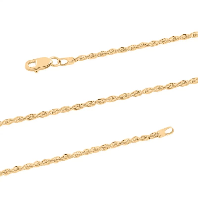 1.5mm Rope Chain Necklace in 10K Yellow Gold 20 Inches 1.4 Grams