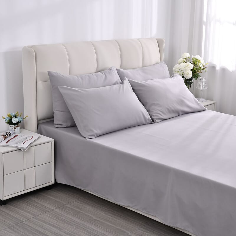 Set of 6 Light Gray Color Silver Infused Sheet - Queen (Microfiber)