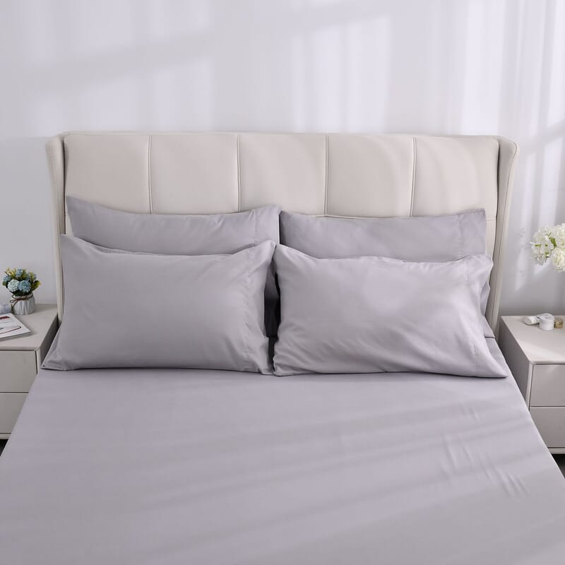 Set of 6 Light Gray Color Silver Infused Sheet - Queen (Microfiber)