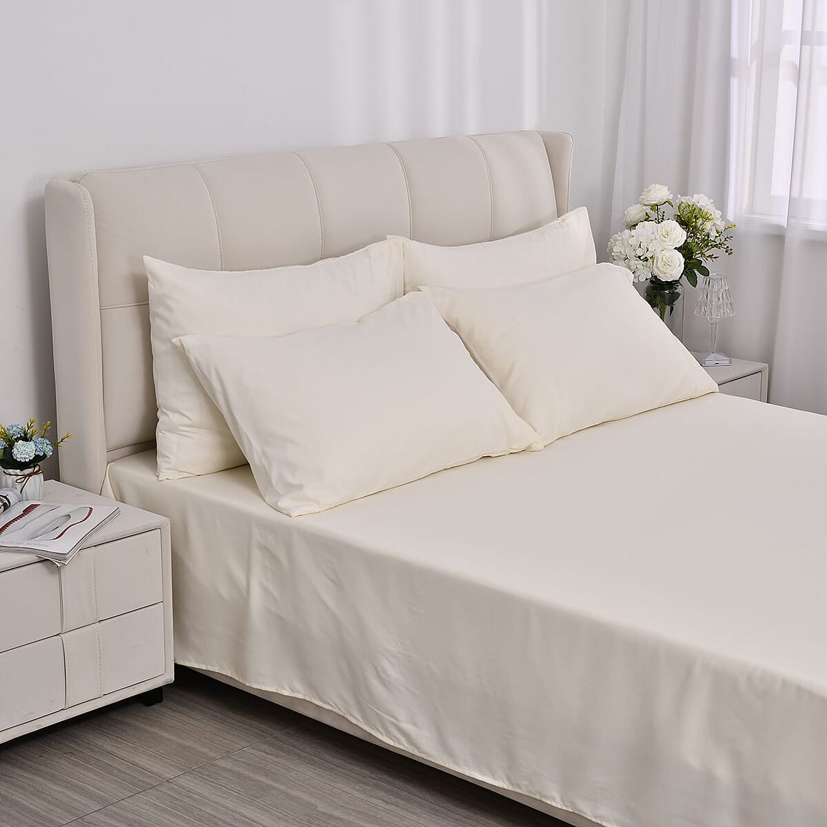 Set of 6 Beige Color Silver Infused Sheet - King (Microfiber) image number 2