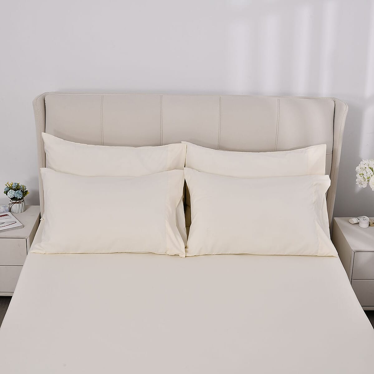 Set of 6 Beige Color Silver Infused Sheet - King (Microfiber) image number 3