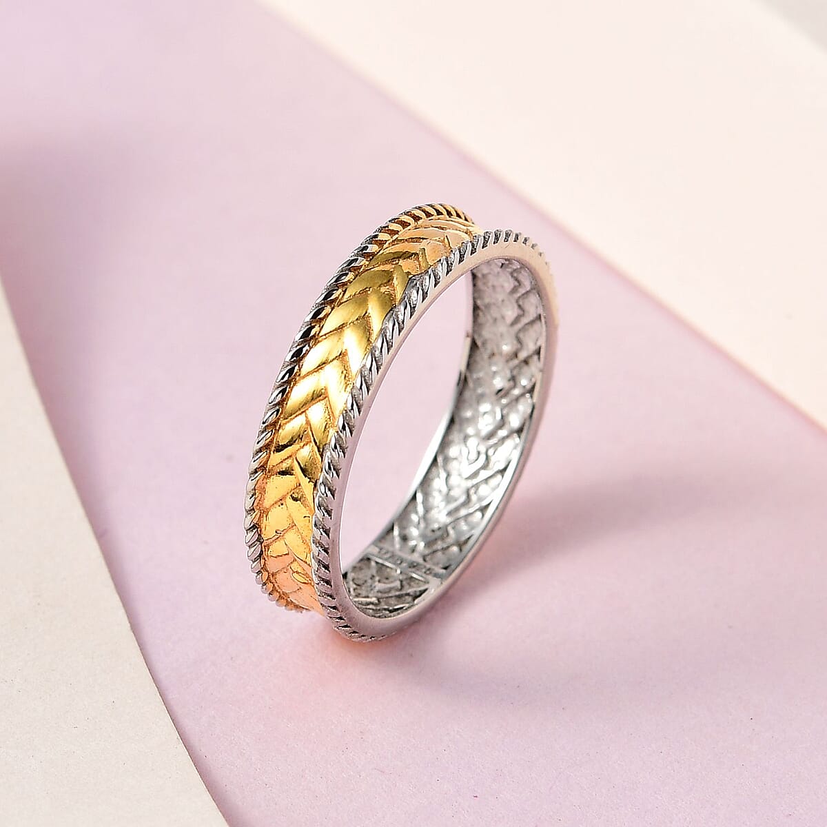 14K Yellow Gold Over and Sterling Silver Men's Ring (Size 10.0) 2.25 Grams image number 1