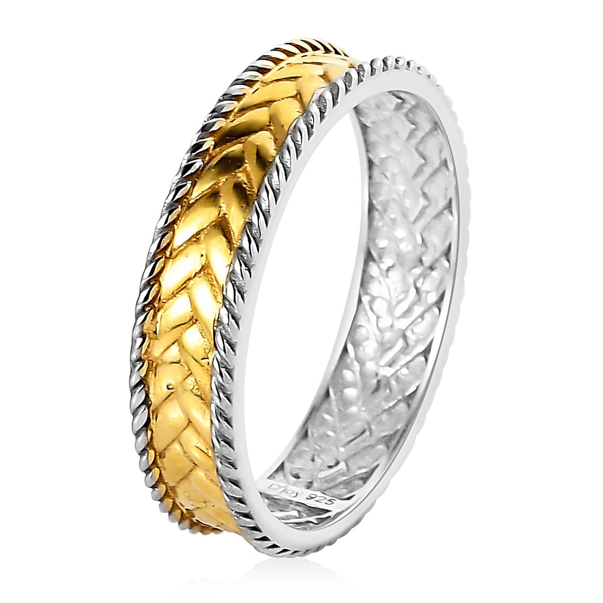 14K Yellow Gold Over and Sterling Silver Men's Ring (Size 10.0) 2.25 Grams image number 3