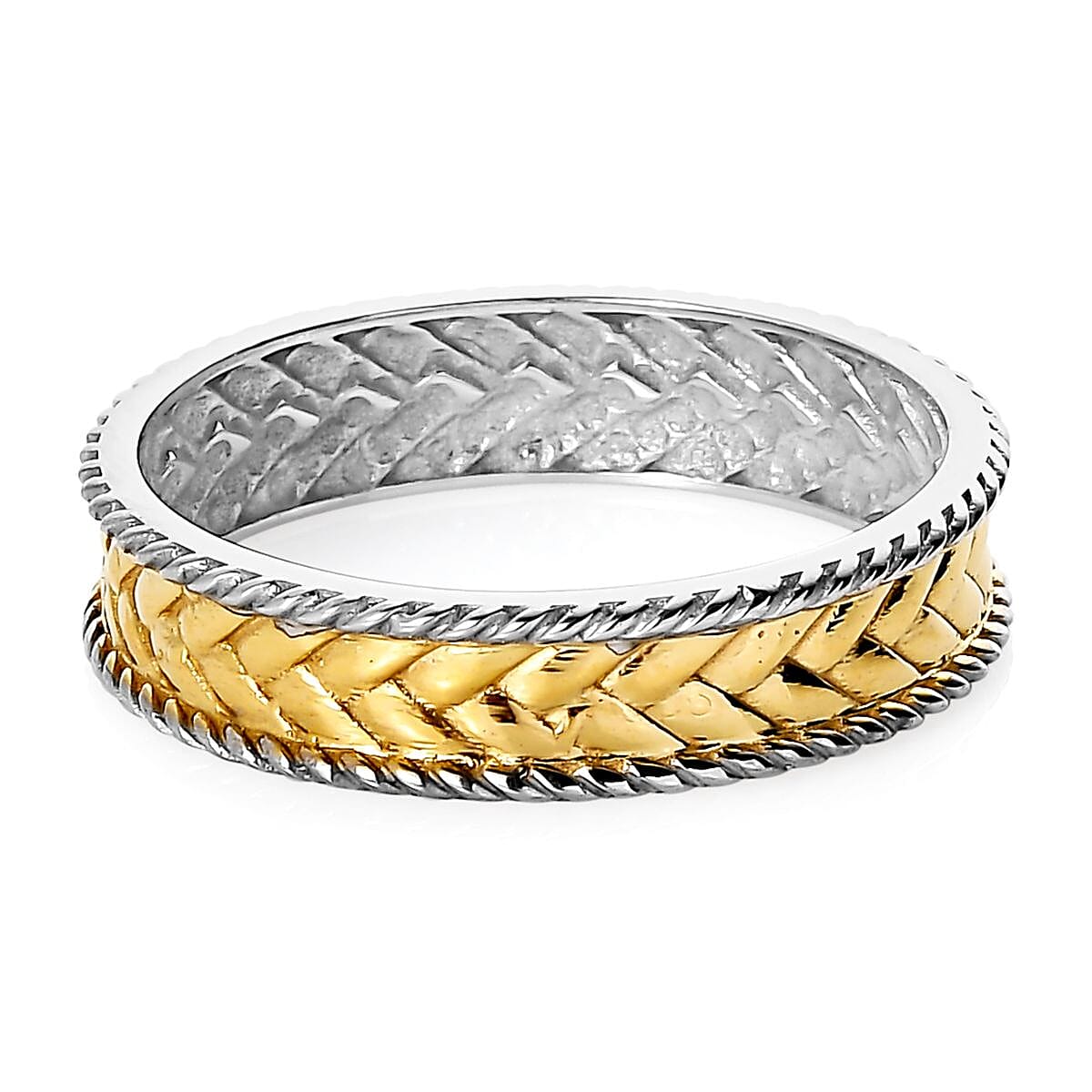 14K Yellow Gold Over and Sterling Silver Men's Ring (Size 10.0) 2.25 Grams image number 4