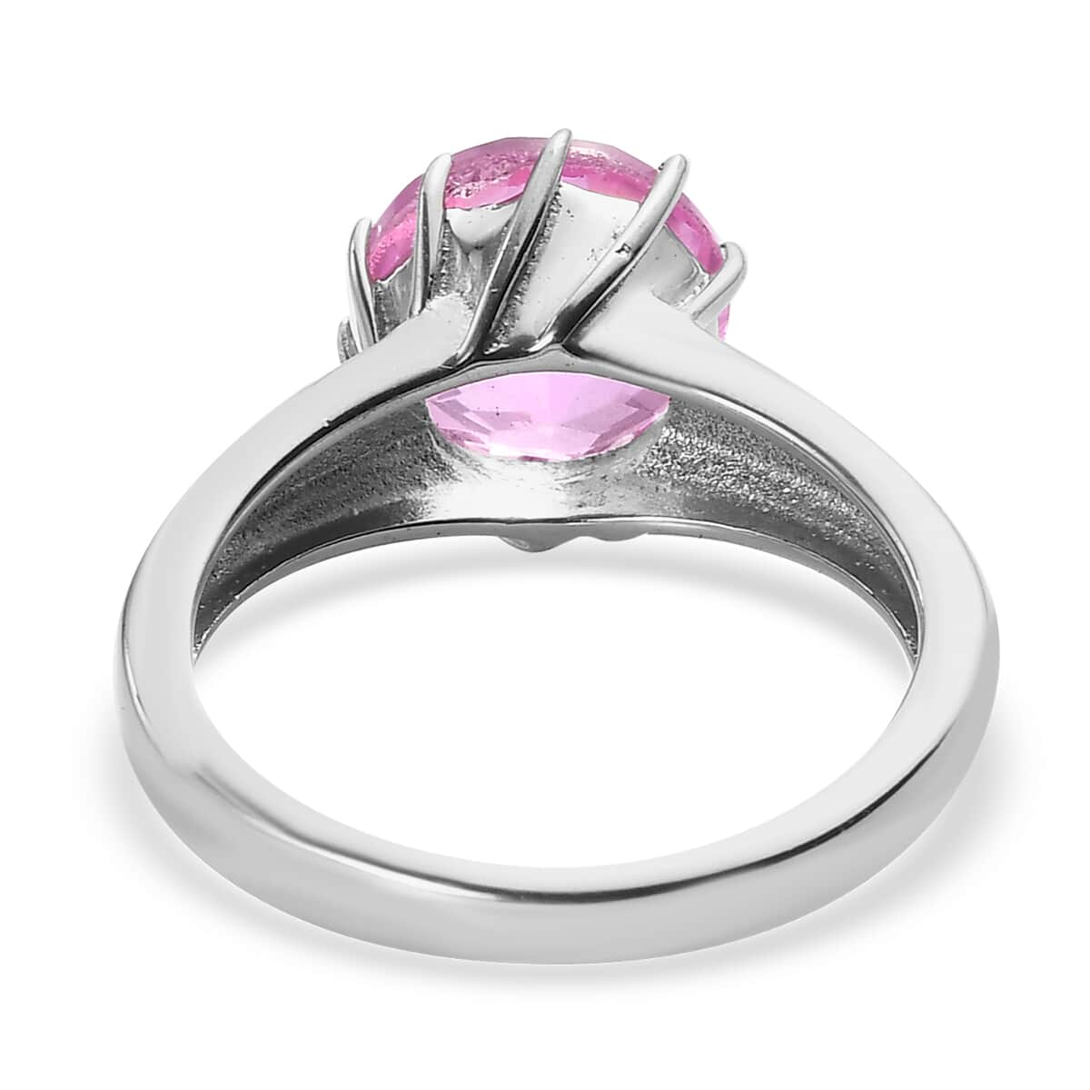 African Lilac Quartz Solitaire Ring Stainless Steel 3.15 ctw image number 4