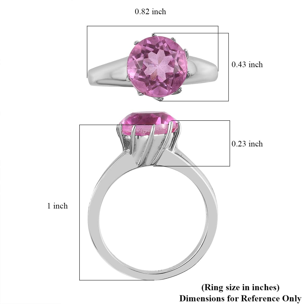 African Lilac Quartz Solitaire Ring Stainless Steel 3.15 ctw image number 5