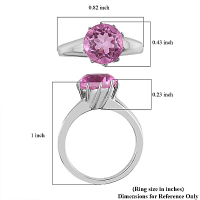 African Lilac Quartz Solitaire Ring Stainless Steel (Size 11.0) 3.15 ctw , Tarnish-Free, Waterproof, Sweat Proof Jewelry