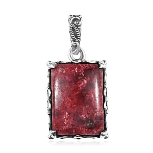 D'Joy Artisan Crafted Norwegian Thulite Solitaire Pendant in Sterling Silver 19.00 ctw