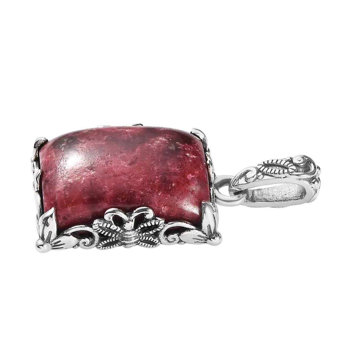 Artisan Crafted Norwegian Thulite Solitaire Pendant in Sterling Silver 19.00 ctw image number 3