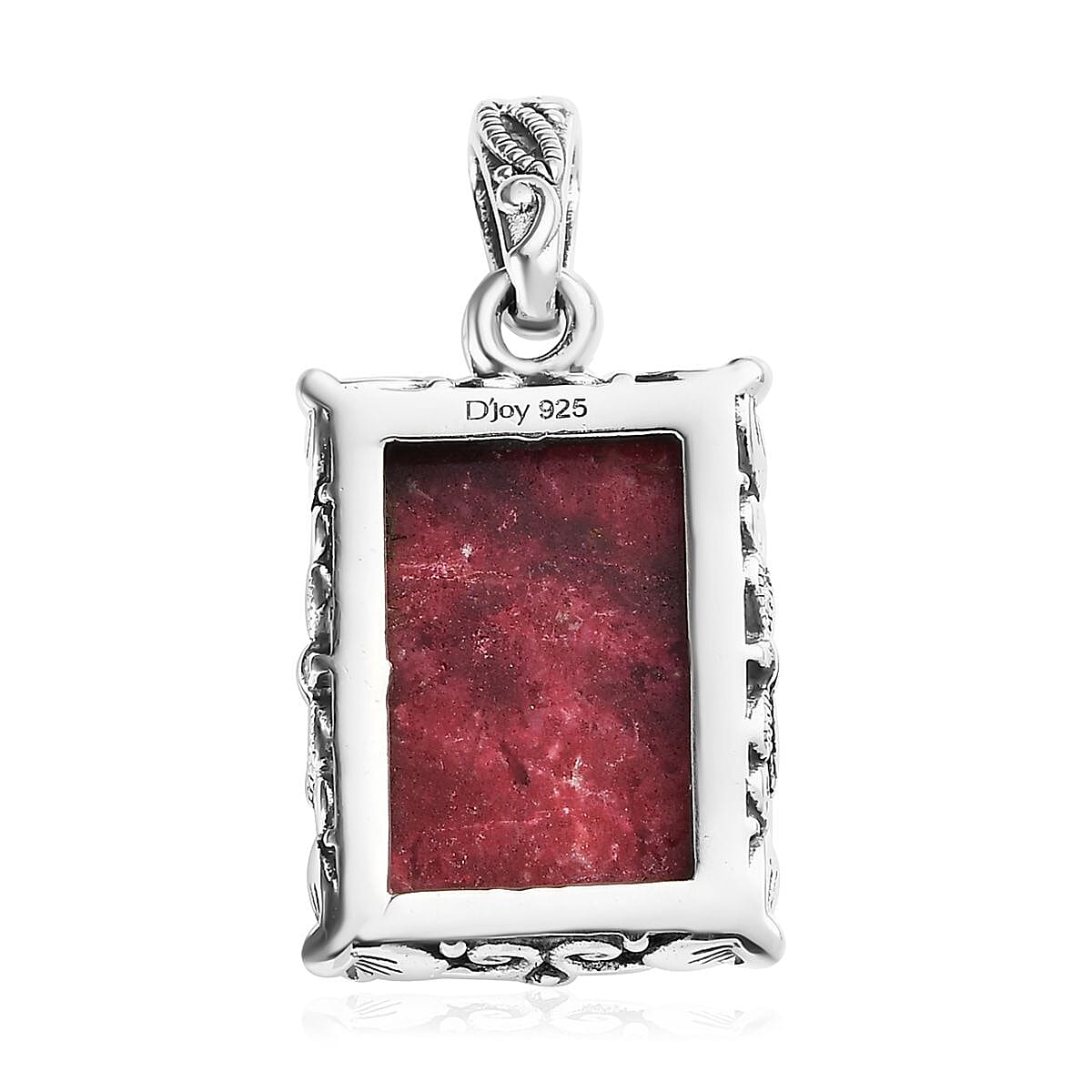 D'Joy Artisan Crafted Norwegian Thulite Solitaire Pendant in Sterling Silver 19.00 ctw