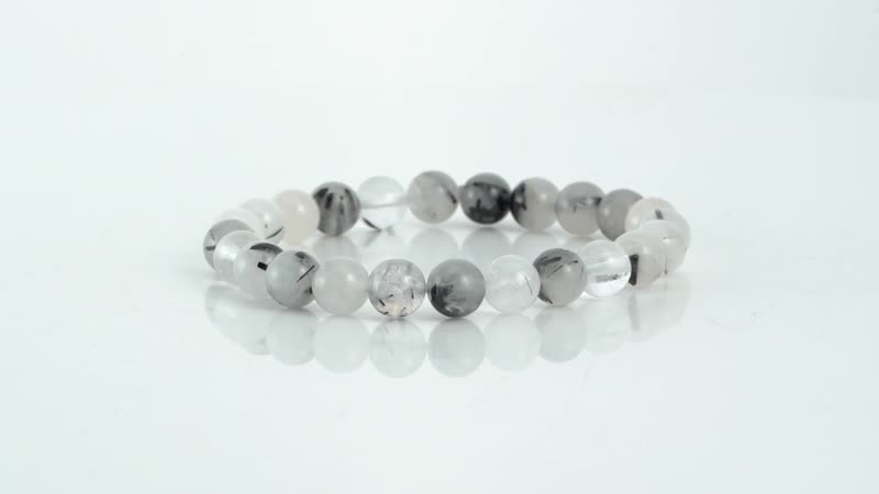 Black Rutilated Quartz Beaded Stretch Bracelet 102.00 ctw