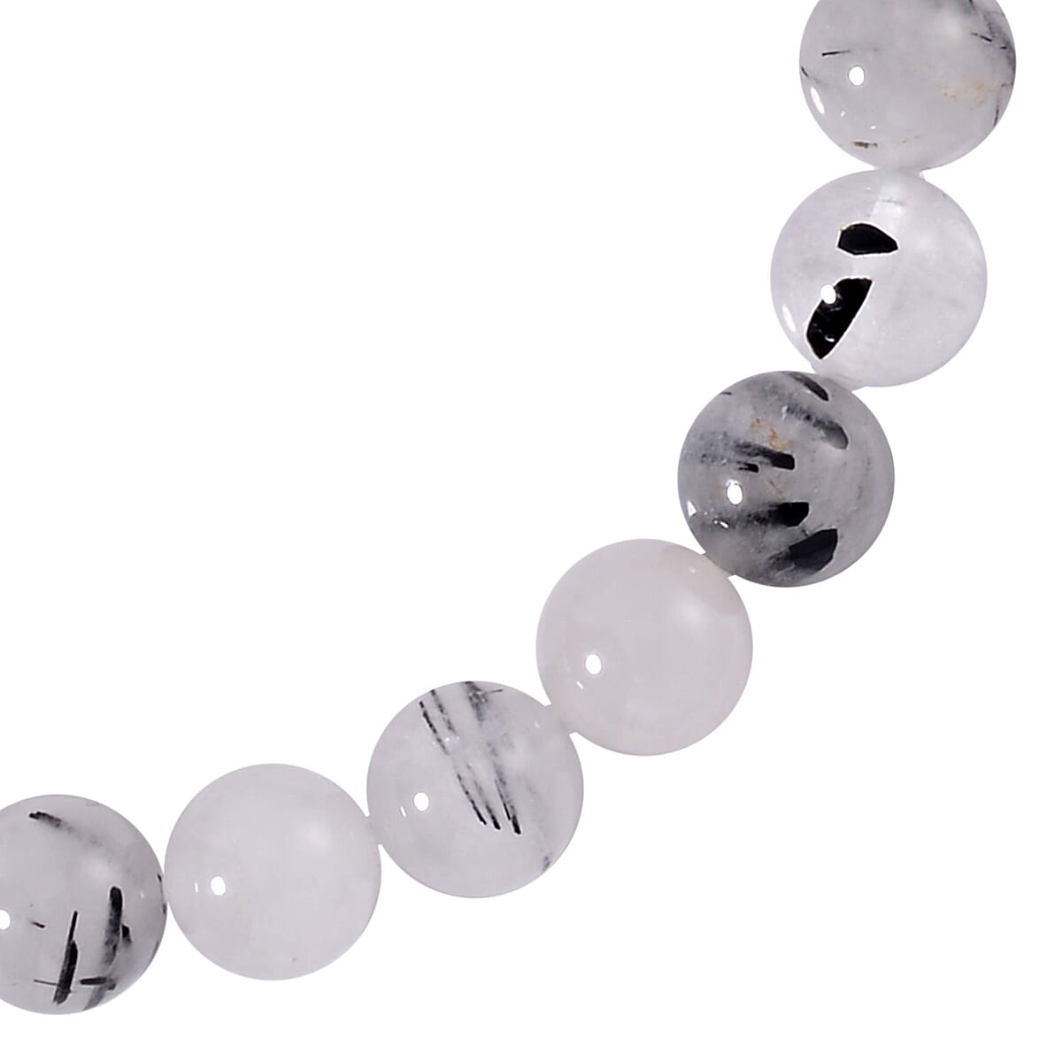 Black Rutilated Quartz Beaded Stretch Bracelet 102.00 ctw image number 2