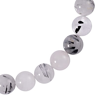 Black Rutilated Quartz Beaded Stretch Bracelet 102.00 ctw