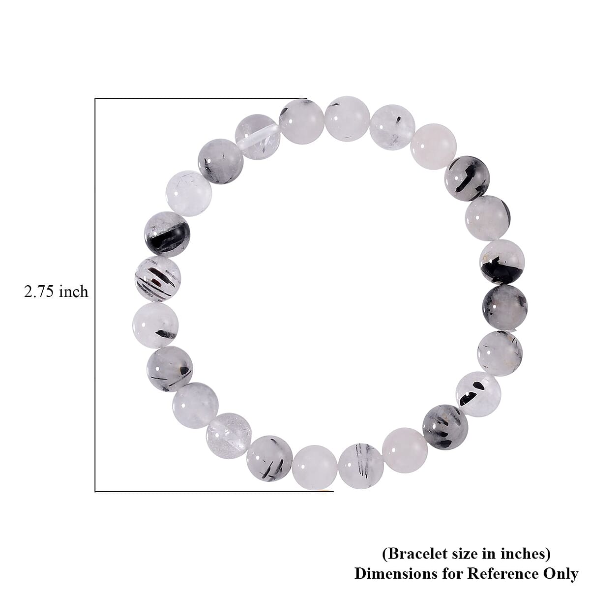 Black Rutilated Quartz Beaded Stretch Bracelet 102.00 ctw image number 3
