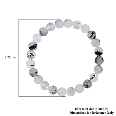 Black Rutilated Quartz Beaded Stretch Bracelet 102.00 ctw