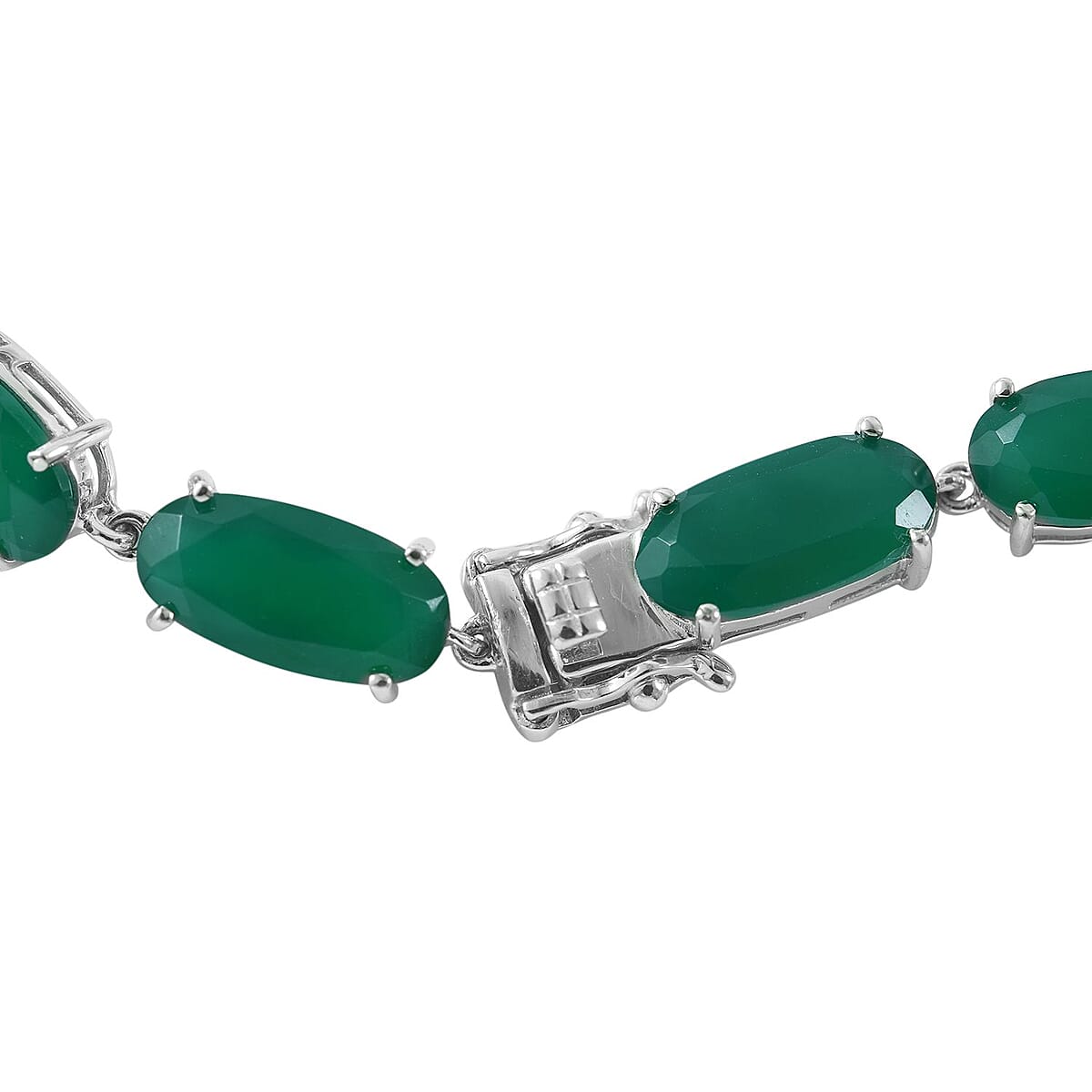 Verde Onyx Bracelet in Platinum Over Sterling Silver (7.50 In) 38.00 ctw image number 1