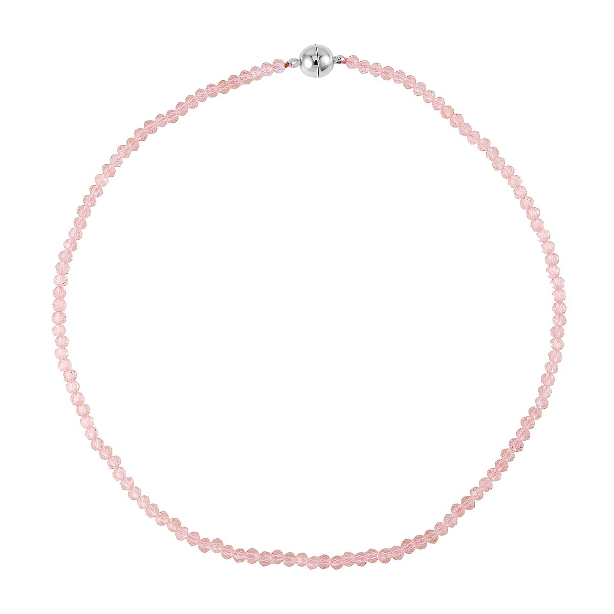 Pink Austrian Crystal Beaded Necklace in Silvertone 42 Inches image number 2