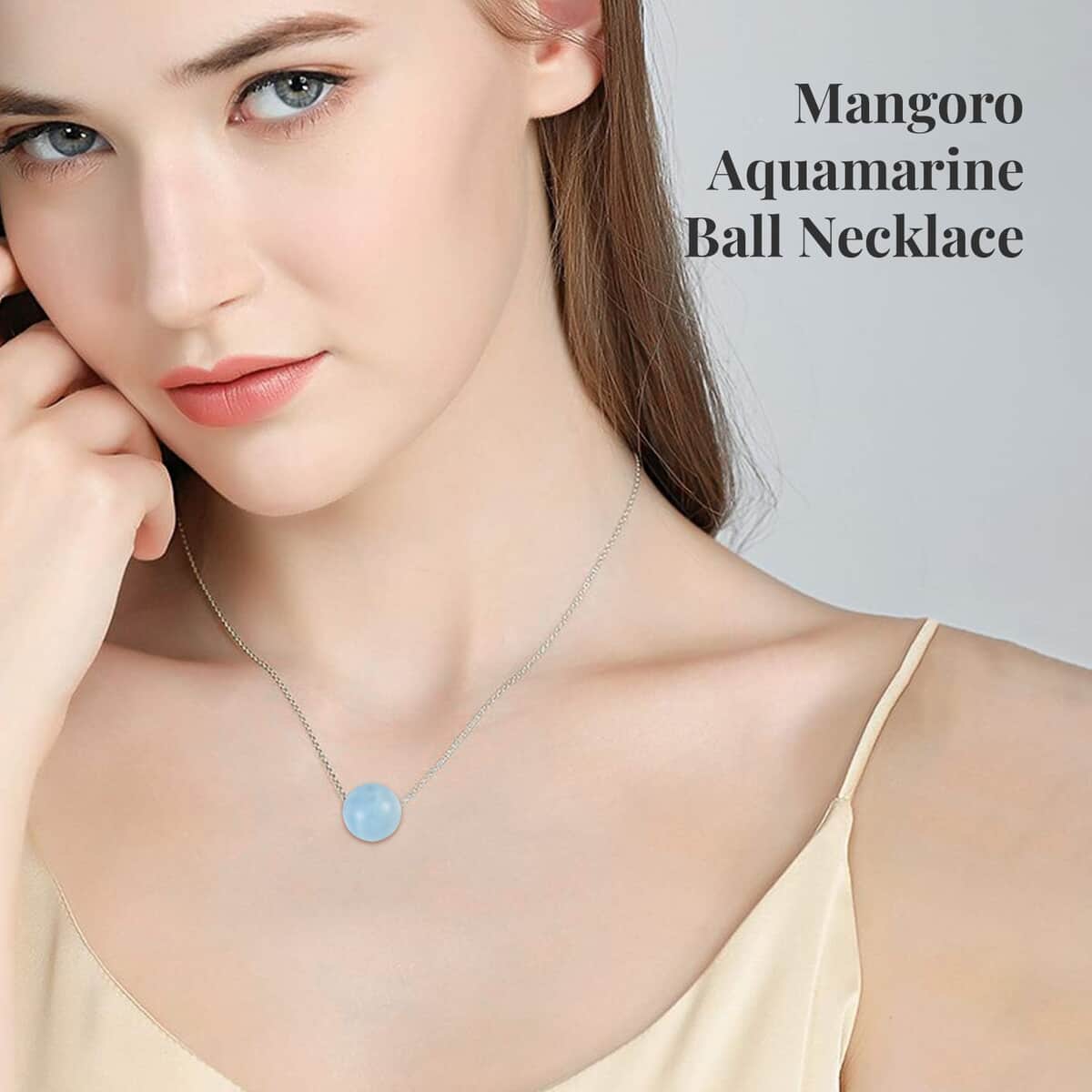 Mangoro Aquamarine Necklace 18 Inches in Rhodium Over Sterling Silver 18.50 ctw image number 2