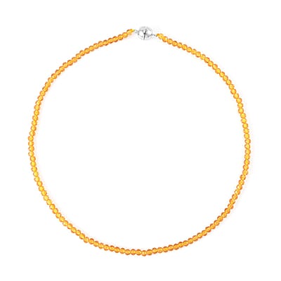 Champagne Austrian Crystal Beaded Necklace in Silvertone 42 Inches