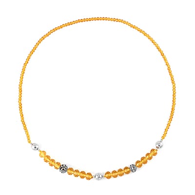 Champagne Austrian Crystal Beaded Necklace in Silvertone 42 Inches