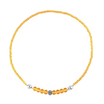 Champagne Austrian Crystal Beaded Necklace in Silvertone 42 Inches