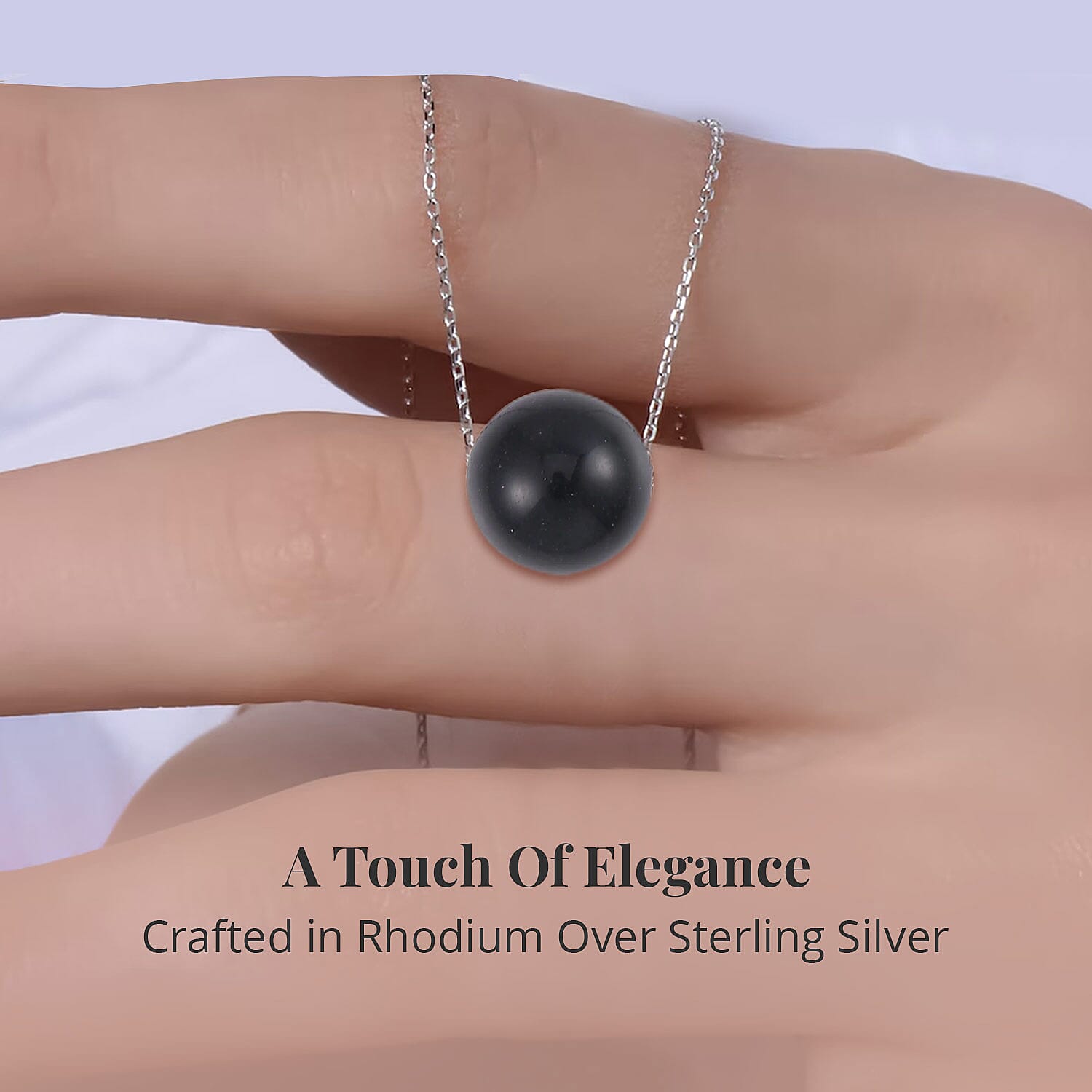 Black Obsidian 18.50 ctw Necklace in Rhodium Over Sterling Silver 18 Inches