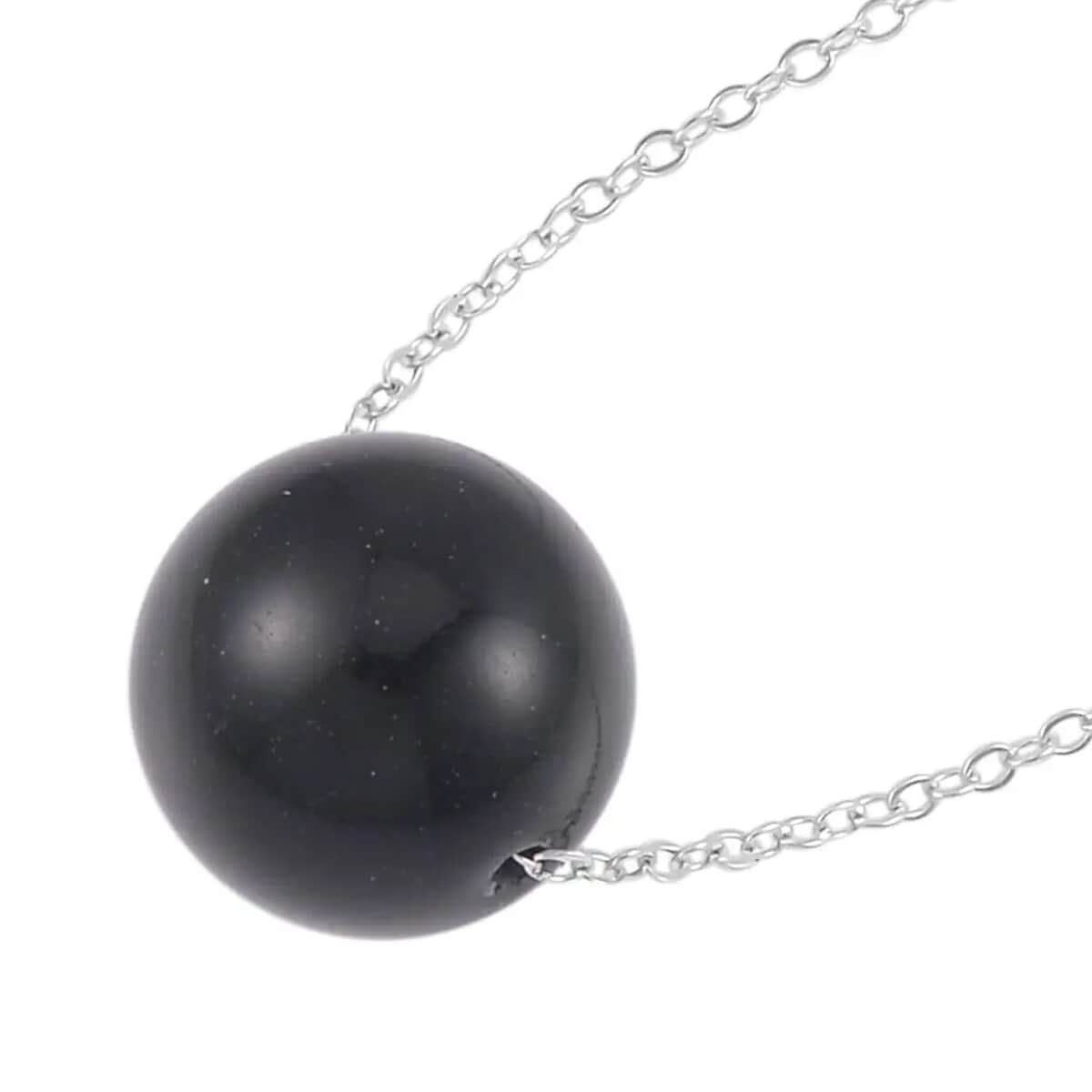 Black Obsidian Necklace 18 Inches in Rhodium Over Sterling Silver 18.50 ctw image number 5