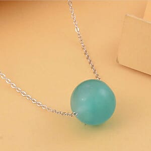 Amazonite Necklace 18 Inches in Rhodium Over Sterling Silver 18.50 ctw