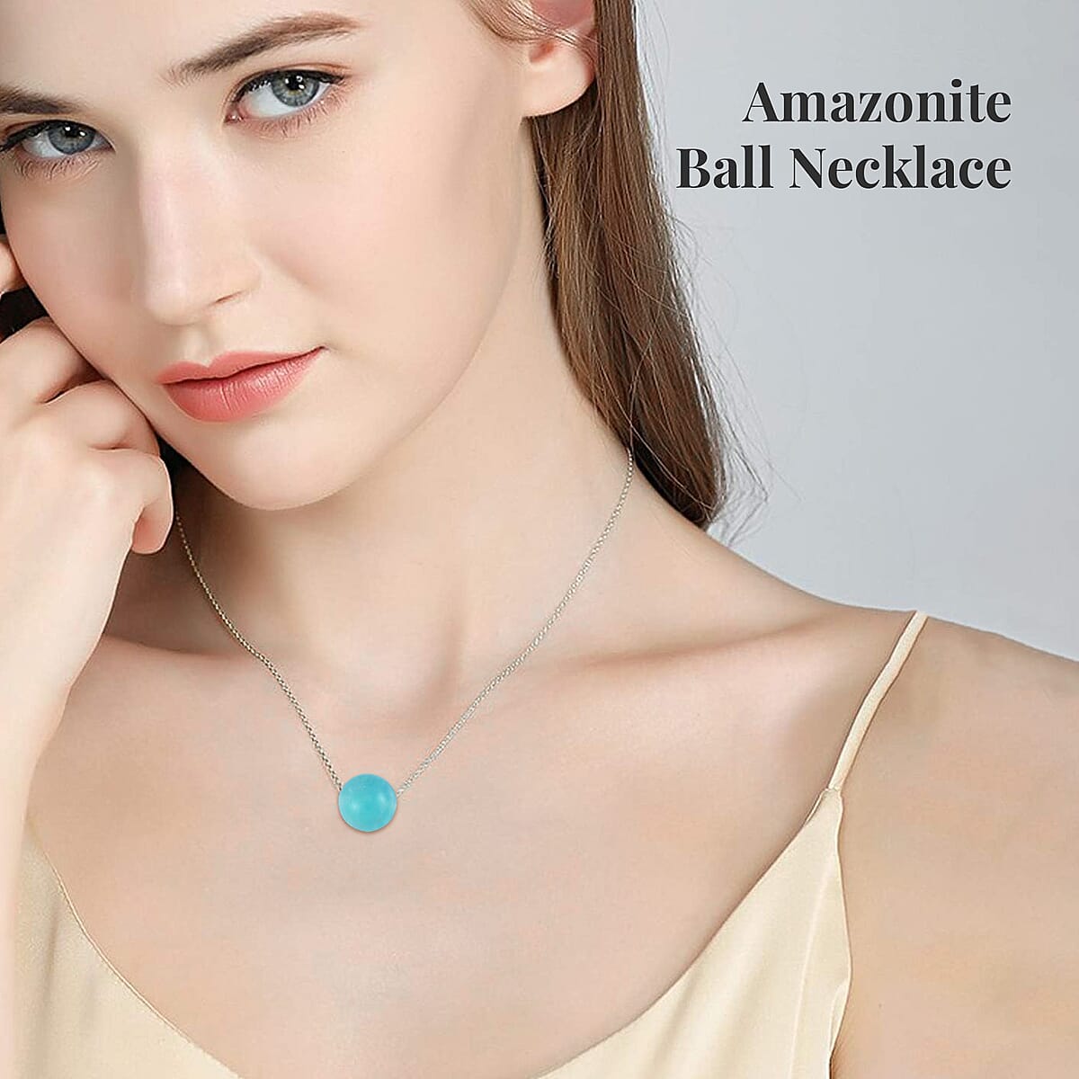 Amazonite Necklace 18 Inches in Rhodium Over Sterling Silver 18.50 ctw image number 2