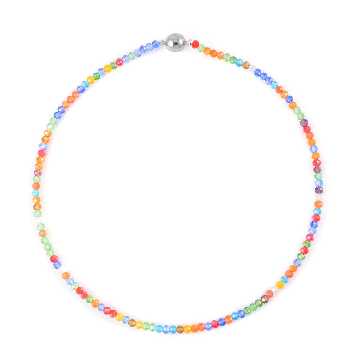 Multi Color Austrian Crystal Beaded Necklace 42 Inches in Silvertone image number 2