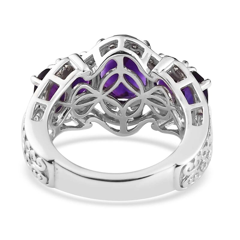 Premium Moroccan Amethyst 5 Stone Ring in Platinum Over Sterling Silver (Size 10.0) 3.50 ctw