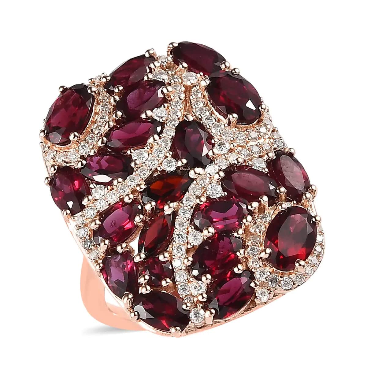 Premium Anthill Garnet and Moissanite Ring in Vermeil Rose Gold Over Sterling Silver 6.75 ctw image number 0
