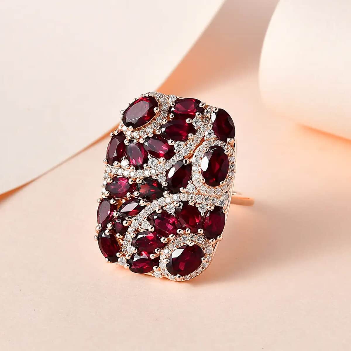 Premium Anthill Garnet and Moissanite Ring in Vermeil Rose Gold Over Sterling Silver 6.75 ctw image number 1