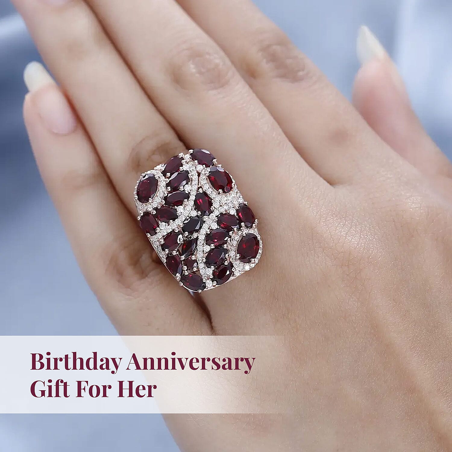Premium Anthill Garnet and Moissanite Ring in Vermeil Rose Gold Over Sterling Silver (Size 10.0) 6.75 ctw