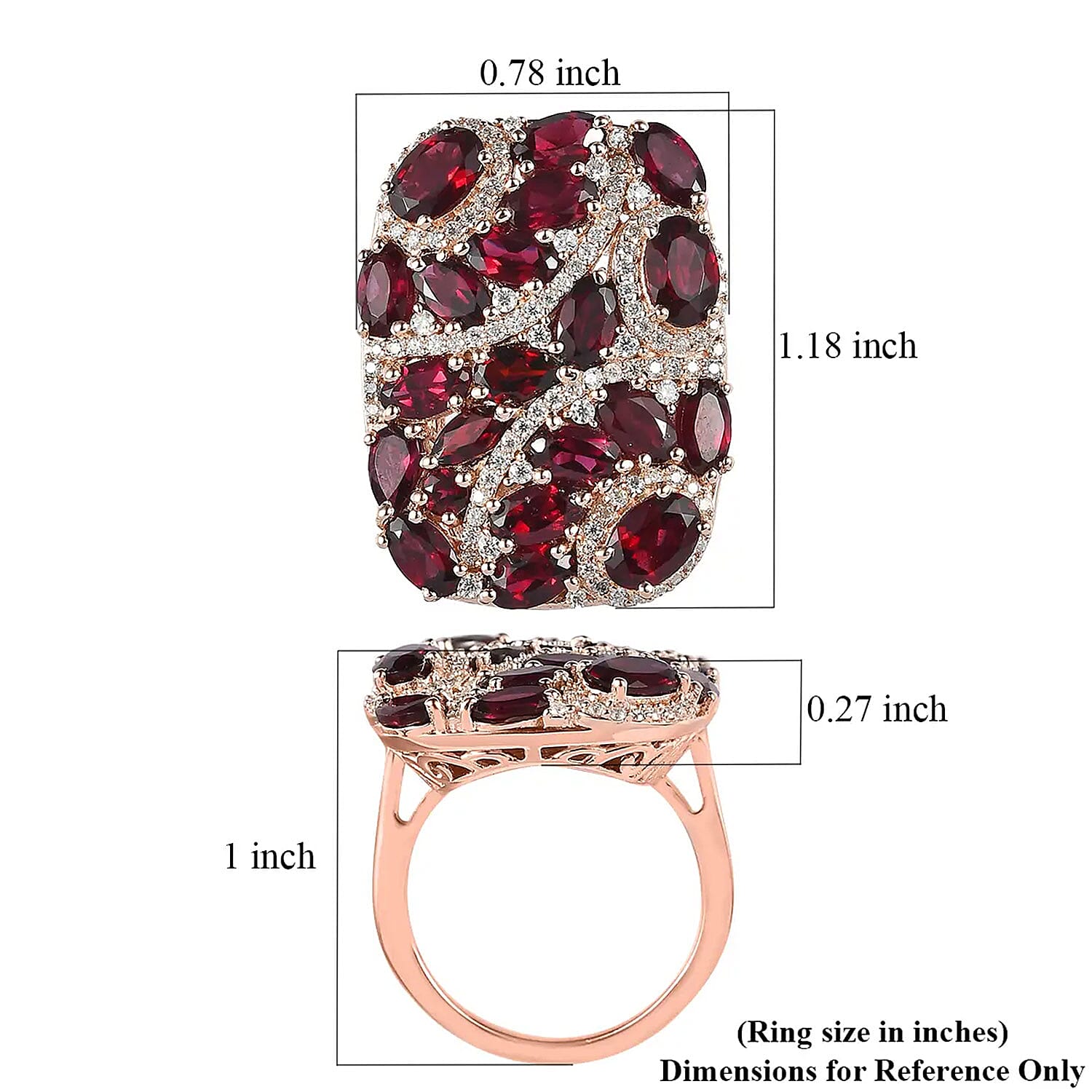Premium Anthill Garnet and Moissanite Ring in Vermeil Rose Gold Over Sterling Silver (Size 10.0) 6.75 ctw