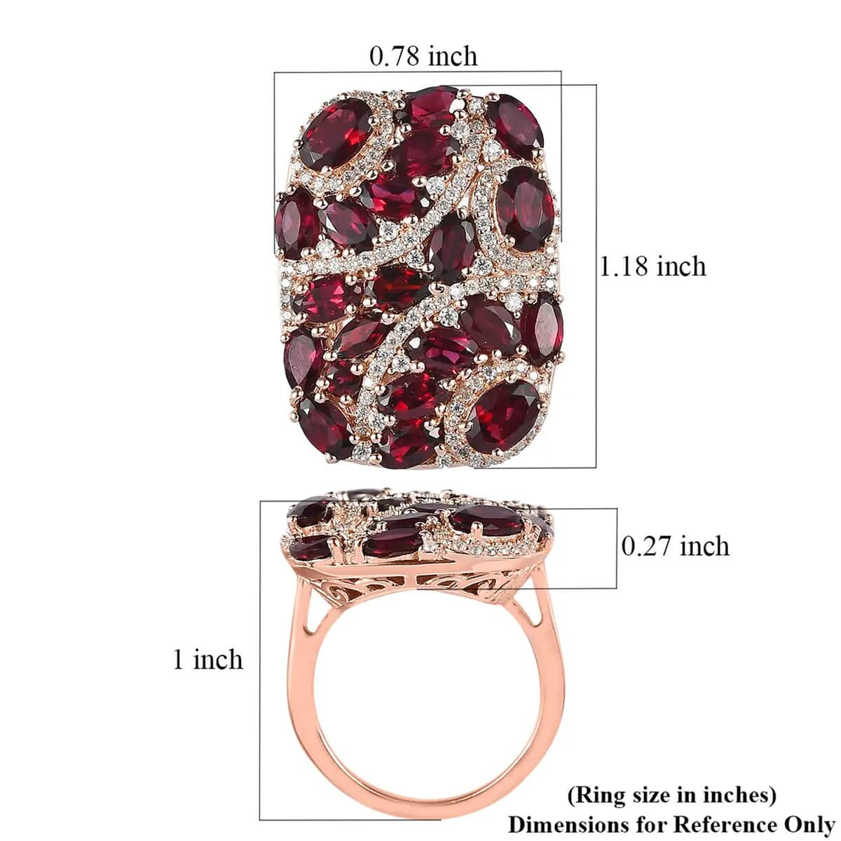 Premium Anthill Garnet and Moissanite Ring in Vermeil Rose Gold Over Sterling Silver 6.75 ctw image number 5