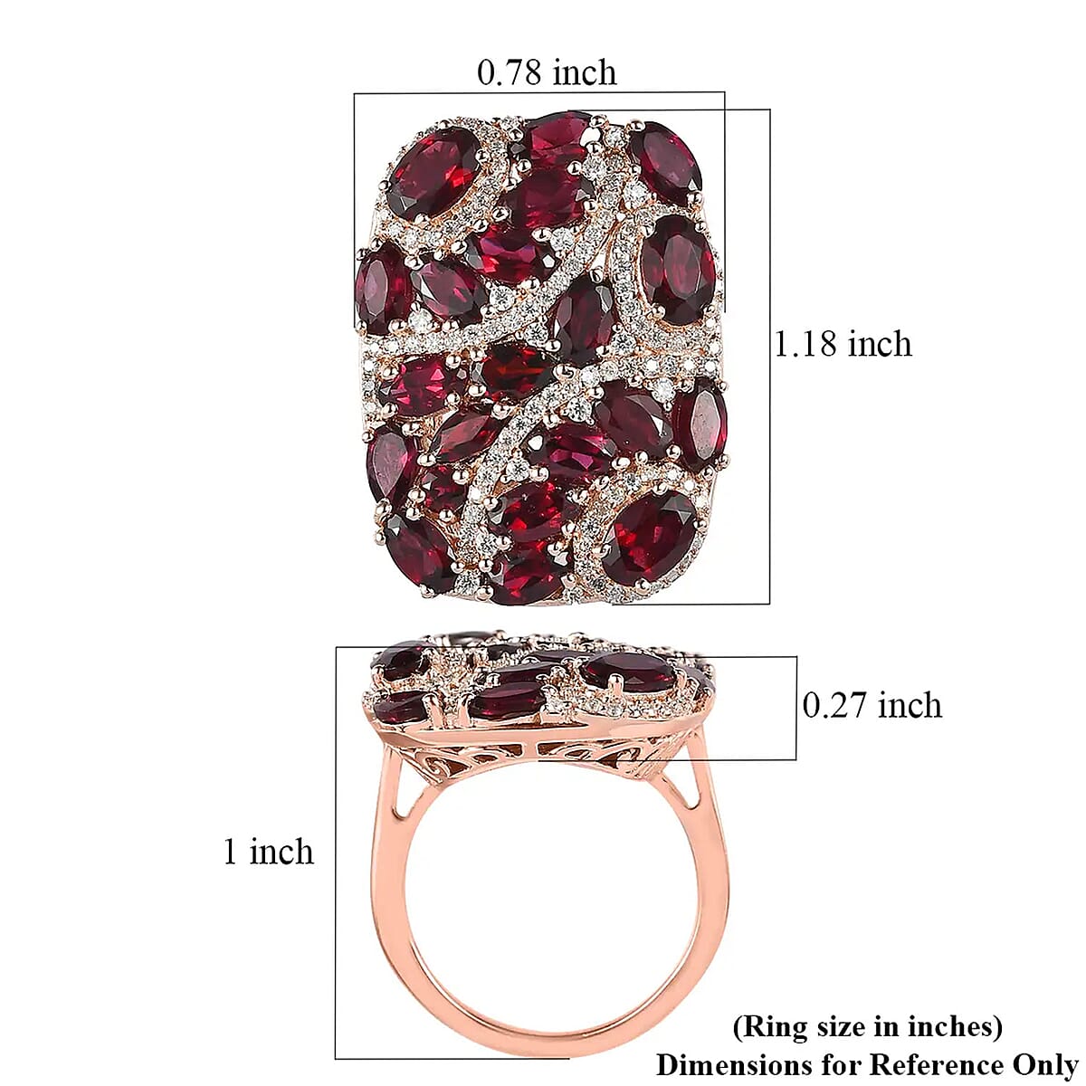 Premium Anthill Garnet and Moissanite Ring in Vermeil Rose Gold Over Sterling Silver (Size 8.0) 6.75 ctw image number 5
